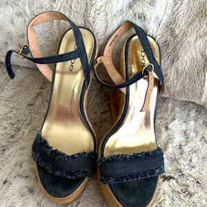 Denim platform sandal